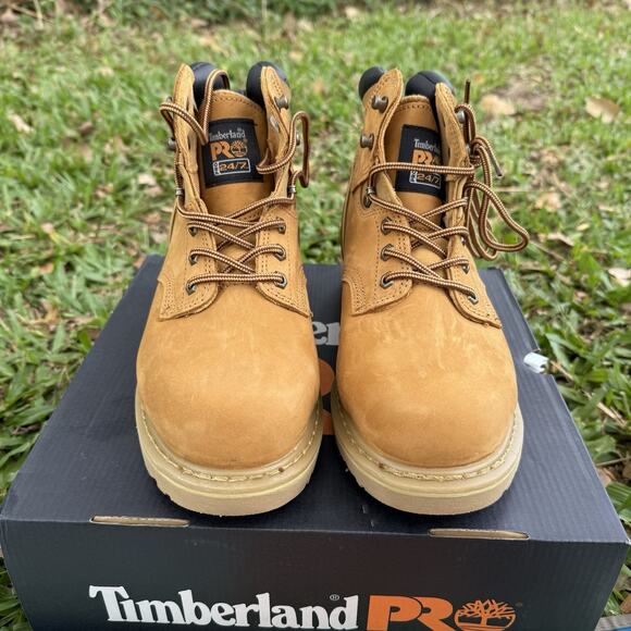 Men's Timberland PRO PIT BOSS 6" WHEAT Steel Toe Boots Safety Shoes Size 8.5 - Picture 4 of 11